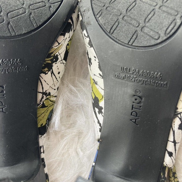 Apt 9 Womens 7M White Blue Green Floral Open Toe Pumps Watercolor Career Work - Picture 9 of 13